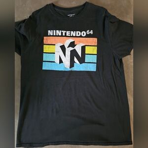 Nintendo N64 Logo Nostalgia T-Shirt Mens Retro Style Multi Graphic Print Size L